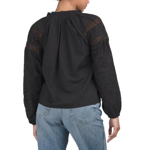 TULIP Black Embroidered Eyelet Cutout Top - Picture 2 of 2